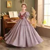 Vestidos da menina Meninas vestidos de princesa elegantes novas flores para crianças anfitrião pomposo com desempenho de piano a gás para crianças vestido de dia dos namorados P99 240315