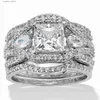 Pierścienie klastra Vintage 3-w-1 laboratoryjne pierścionki z diamentem 14K Białe złote przyjęcie weselne Pierścienie dla kobiet nowoczesne Biżuter dan biżuterii L240315