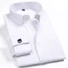 Camisas de vestir para hombres 2024 Clásico Blanco Francés Ajuste regular Gemelos Negocios Manga larga Solapa Hombres Camisa social