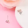 Stud Earrings Christmas Crystals Triple Stone Heart For Women 925 Sterling Silver DIY Fashion Small Jewellry Fine Girl