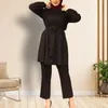 Vêtements ethniques Femmes Tuxedo Costume Femme Musulmane Couleur Solide Grande Taille Manches Longues Casual Deux Pièces Junior Pantalon