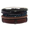 Bracelets de charme Corde Cuir Tressé À La Main Mtilayer Perles En Bois Rétro Ensemble Pour Hommes Punk Réglable Bangle Party Bijoux Drop Delive Dhkph