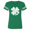 Gras gedruckt kurzarmed Clover T-Shirt für Frauen Sommer lässig V-Ausschnitt mit Klee mit Klee mit V-Ausschnitt