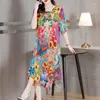 Party Dresses Women Floral Silk Short Sleeve Midi Dress Summer Fashion Light Casual Loose Prom 2024 Korean Elegant Chic