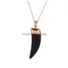 Pendant Necklaces Natural Black Crystal Stone Energy With Chain For Women Girl Men Party Club Decor Jewelry Drop Delivery Pendants Dhtso