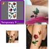 Tatuagens temporárias Wholetatoo 3D Rose Tattoo Flor Falso Borboleta Fantasia À Prova D 'Água Adesivos Mulheres Tatoo8540424 Drop Delivery Healt Dhsyw