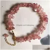 Charm Bracelets Irregar Natural Crystal Stone Beaded Gold Plated Bracelet Handmade Energy Jewelry For Women Girl Party Club Decor Drop Dhns4