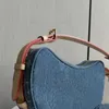 Denim embroidered canvas cowhide shoulder bag for women handbag with coin purse