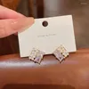 Orecchini a bottone Fiore di cristallo viola coreano per le donne Accessori per gioielli da festa per ragazza geometrica personalità della moda