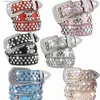 Ceintures Crâne rivet Strass Bb avec couleur unie à la mode flash PU ceinture en cuir denim femmes jeans femmes pantalon ceintureY240315