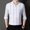 Camicie eleganti da uomo T-shirt di alta qualità per uomo a quadretti a maniche lunghe alla moda Top casual da lavoro bello da uomo