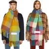 Scarves Fashion Europe Latest Autumn Winter Multi Color Thickened Plaid Women's Scarf Ac with Extended Shawl