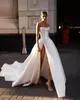 Vintage A Line Wedding Dress pearls strapless boho country Wedding Dresses backless ruffle vestidos de novia sweep train designer bridal gowns YD