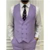 Costumes pour hommes élégantes 3 pièces légères violet entièrement set simple poitrine picturée de mariée de mariée de mariée (veste pantalon veste)