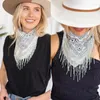 Bufandas Delicado Turbante Pañuelo Plata Con Flecos Bandana Fiesta Para Tema