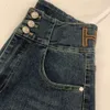 lente dames jeans designer broek dames mode westers letters borduurwerk denim broek slanke hoge taille kleine been denim broek één kleur