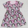 Boutique Baby Girls Dress Flower Print Short Sleeve Dresses Milk Silk High Quality Mama's Girl Kids Clothes Girls Dresses Outfit 240319
