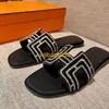 Oran Sandals Summer Leather Slippers New Hbutton Flat Bottomed Slippers for Womens Summer Outings Beach Casual One Line Sandals Pressed Diam have logo HB2QG6
