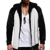 Men's Hoodies Winter Casual Black And White Coat With Hat Warm Long Sleeved Fashionable Male Zipper Hooded Clothes