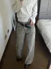 Женские джинсы, широкие брюки с леопардовым принтом в американском стиле, женские уличные потертые потертые брюки в стиле Харадзюку с галстуком, мешковатые повседневные брюки Y2K