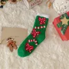 Chaussettes de noël en molleton de corail pour femmes, chaudes et épaisses, bonhomme de neige d'hiver, sol de couchage