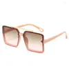 Lunettes de soleil 2024 Marque Designer Carré Grand Cadre Graduel Couleur Ombrage Visage Rond Personnalité De La Mode Double Faisceau