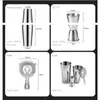 Mélangeur à cocktail Shaker Set 4pcs Boston Shaker Boîtes Barman Kit 18oz 28oz Boisson Mixte Shaker Passoire Double Mesure Jigger 240306