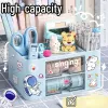 Bins kawaii desktop stoccaggio organizzatore organizzatore di plastica trasparente crea creativo inspanction per il supporto per penna per studente organizzatore simpatico carino