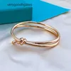 Tifanism Classic V Gold Plated Mijin T Family Knot Armband 18K Rose Non Fading Bow Wrapped Smooth Clasp Sweet Chyx Ocay