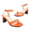 Sandaler Green Orange Open Ankle Cross Strap Flip Flops Women Shoes Summer Big Size 12 46 Tjock High Heeled Party Dress Heels