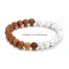 Perlé 8Mm pierre naturelle brins faits à la main en bois bracelets à breloques pour hommes femmes élastique Yoga mode bijoux livraison directe Dheno