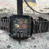 Square Watch med stor Dial Steel Steel Waterproof Fashionable and Cool Style Personlig stilig Student Quartz Electronic Non Mechanical