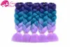 Ombre warkocze włosy jumbo warkocze włosy syntetyczne pudełko włosy kanekalon dla warkoczy 5pcllot 100GPC 24 cale 60 cm purplelake Bluelig4166131