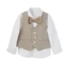 Dzieci Formalne Slim Fit Solid Suit Boys Wedding Birthday Performing Pography Costume Kids Blazer Spods Bowtie Strój 240304