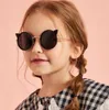 Kinder Cartoon Sonnenbrille Jungen Mädchen Metall runder Rahmen Sonnenbrille Katzenohr Kinder Strandurlaub Outdoor-Brille C61751912414