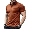 Men's Casual Shirts T-Shirt Shirt Fashion Lapel Neck Men Office Short Sleeve Soft Solid Color Stylish Breathable Comfortable