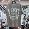 Oversized New Summer Vintage High Street Water Washed Graffiti Cotton Top Men Women Print T-shirt High Quality Tee