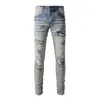 Męskie dżinsy Trendamiri Europejskie i amerykańskie High Street Trendy w trudnej sytuacji Patch Slim Fashion Legging