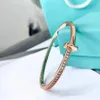 Tifaniym Classic High Edition Original Reproduction S925 STERLING SILVER DIAMOND BRACELET SMALL AND OBSISITE 18K ROSE GOLD HALF WVOJ