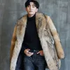 Winter New Mid Length Simulated Wolf Fur Coat with Fur and Integrated Jacket Haining Mink Leather for Men