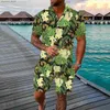 Мужские спортивные костюмы Мужские весенне-летние спортивные костюмы для отдыха в гавайском пляжном стиле, рубашка с короткими рукавами и брюки с принтом в полоску, комплект из двух частей, пальто Q240314