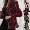 Women's Suits Trendy Autumn Blazer Slim Fit Women Plaid Print Business Casual Winter Coat Warm