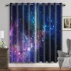 Rideaux Violet Galaxie Rideaux de Fenêtre Espace Planète Oeillet Rideau Occultant Univers Étoiles Rideaux pour Chambre Forêt Étoilée Cortinas 2 pièces