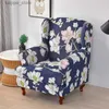 Chair Covers Floral Wing Chair Cover Stretch Spandex Wingback Armchair Covers Removable Single Sofa Slipcovers Furniture Protector Cover L240315