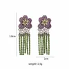 Kolczyki stadninowe Purple zielony błyszczącego rhinestone flowsel dla kobiet elegancka elegancka luksusowa biżuteria ślubna Dangel impreza