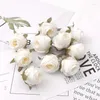 Декоративные цветы 50 шт. 4 см бутон белой розы искусственные шелковые головки цветов свадебные украшения DIY венок Скрапбукинг ремесло поддельные