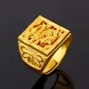 REAL 100% PURE 14K GULD FÄRG DRAGON EAGLE RING FÖR MÄN BRODER KVINNER SMEWELY OPANGEGREMENT Wedding Finger Rings De 14 K 240227