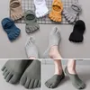 Men's Socks Pure Cotton Toe Mesh Hollow No Show Sweat-absorbing Boat Sock Ankle Short Breathable Five Finger