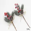 Décorations de Noël 1PC Red Berry Artificielle Pine Cone Branche Guirlande Décoration pour la maison Fausse fleur Arbre de Noël Ornement suspendu