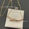 Designer V Gold tiffay and co Knot Necklace Womens Rose Twisted Bow High Grade Collar Chain 1 Edition